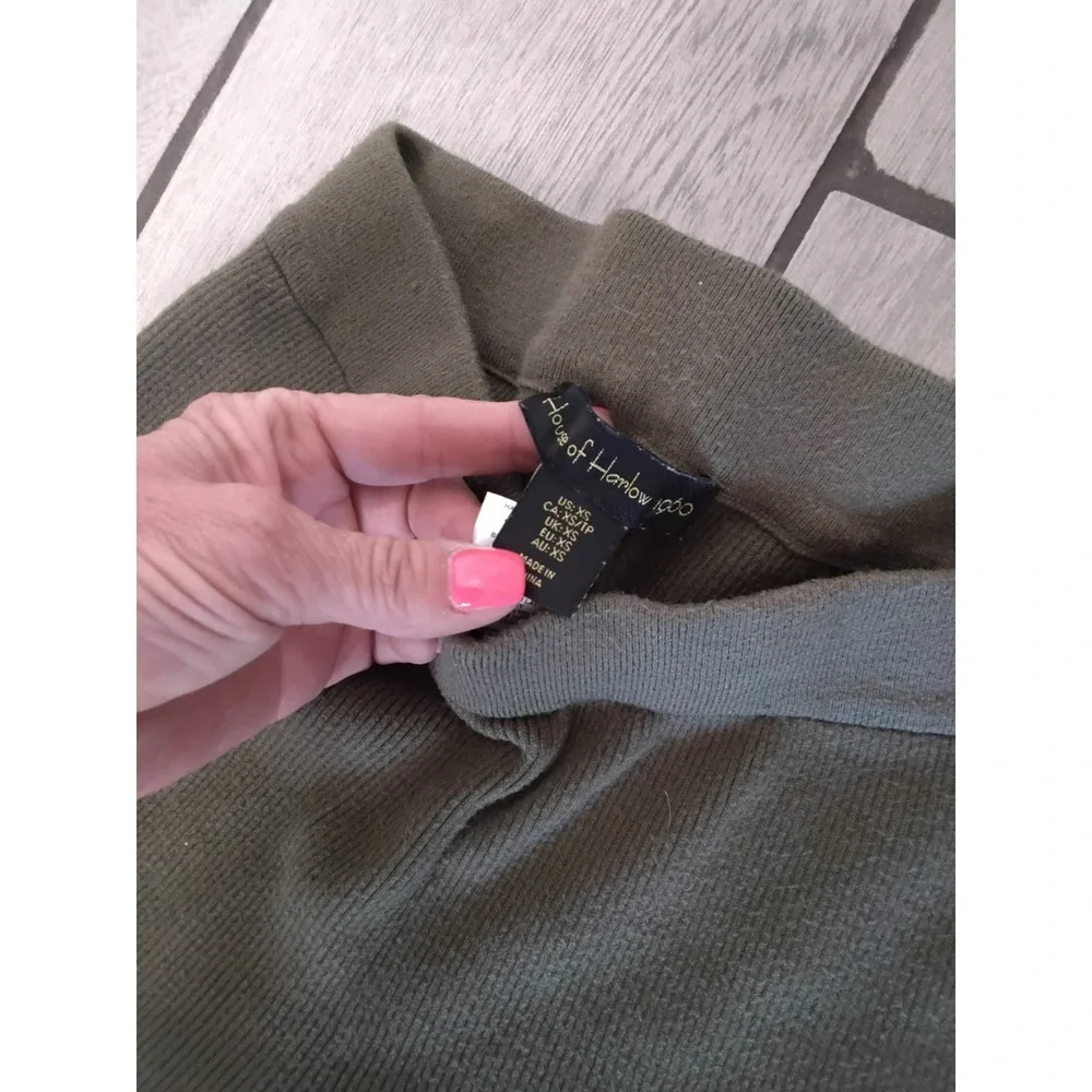 House of Harlow 1960 Olive Green Ribbed Knit Wide Leg Pants Womens XS Loungewear